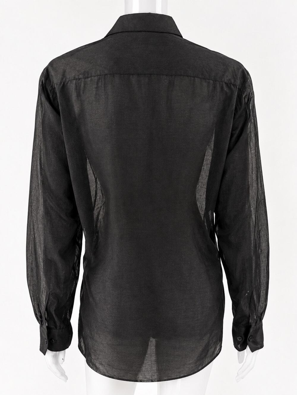 Vintage Biondi Italy Black Sheer Cotton Button Down Shirt 15/38